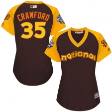Women's Majestic San Francisco Giants #35 Brandon Crawford Authentic Brown 2016 All-Star National League BP Cool Base MLB Jersey