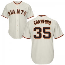 Youth Majestic San Francisco Giants #35 Brandon Crawford Authentic Cream Home Cool Base MLB Jersey