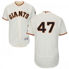 Men's Majestic San Francisco Giants #47 Johnny Cueto Cream Home Flex Base Authentic Collection MLB Jersey