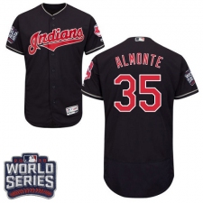 Men's Majestic Cleveland Indians #35 Abraham Almonte Navy Blue 2016 World Series Bound Flexbase Authentic Collection MLB Jersey