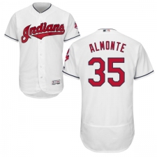 Men's Majestic Cleveland Indians #35 Abraham Almonte White Home Flex Base Authentic Collection MLB Jersey