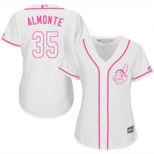 Women's Majestic Cleveland Indians #35 Abraham Almonte Replica White Fashion Cool Base MLB Jersey