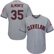 Youth Majestic Cleveland Indians #35 Abraham Almonte Replica Grey Road Cool Base MLB Jersey