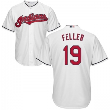 Men's Majestic Cleveland Indians #19 Bob Feller Replica White Home Cool Base MLB Jersey