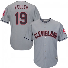 Youth Majestic Cleveland Indians #19 Bob Feller Authentic Grey Road Cool Base MLB Jersey