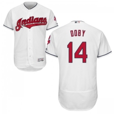 Men's Majestic Cleveland Indians #14 Larry Doby White Home Flex Base Authentic Collection MLB Jersey