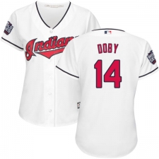 Women's Majestic Cleveland Indians #14 Larry Doby Authentic White Home 2016 World Series Bound Cool Base MLB Jersey