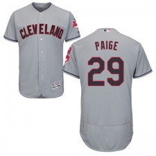 Men's Majestic Cleveland Indians #29 Satchel Paige Grey Road Flex Base Authentic Collection MLB Jersey