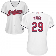 Women's Majestic Cleveland Indians #29 Satchel Paige Replica White Home Cool Base MLB Jersey