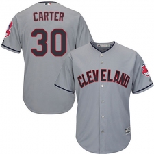 Youth Majestic Cleveland Indians #30 Joe Carter Authentic Grey Road Cool Base MLB Jersey