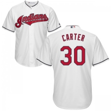 Youth Majestic Cleveland Indians #30 Joe Carter Authentic White Home Cool Base MLB Jersey