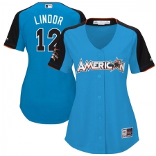 Women's Majestic Cleveland Indians #12 Francisco Lindor Replica Blue American League 2017 MLB All-Star MLB Jersey
