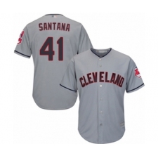 Men's Cleveland Indians #41 Carlos Santana Replica Grey Road Cool Base Baseball Jersey