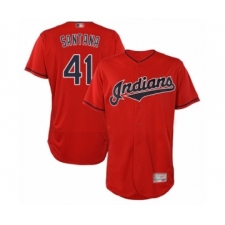 Men's Cleveland Indians #41 Carlos Santana Scarlet Alternate Flex Base Authentic Collection Baseball Jersey