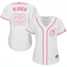 Women's Majestic Cleveland Indians #28 Corey Kluber Replica White Fashion Cool Base MLB Jersey