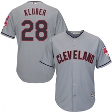 Youth Majestic Cleveland Indians #28 Corey Kluber Authentic Grey Road Cool Base MLB Jersey