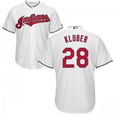 Youth Majestic Cleveland Indians #28 Corey Kluber Replica White Home Cool Base MLB Jersey