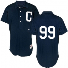 Men's Majestic Cleveland Indians #99 Ricky Vaughn Authentic Navy Blue 1902 Turn Back The Clock MLB Jersey