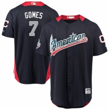 Men's Majestic Cleveland Indians #7 Yan Gomes Game Navy Blue American League 2018 MLB All-Star MLB Jersey