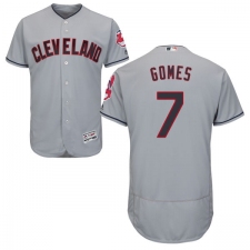 Men's Majestic Cleveland Indians #7 Yan Gomes Grey Road Flex Base Authentic Collection MLB Jersey