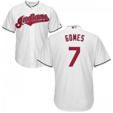 Men's Majestic Cleveland Indians #7 Yan Gomes Replica White Home Cool Base MLB Jersey