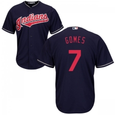 Youth Majestic Cleveland Indians #7 Yan Gomes Authentic Navy Blue Alternate 1 Cool Base MLB Jersey