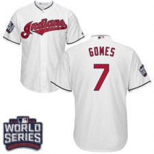 Youth Majestic Cleveland Indians #7 Yan Gomes Authentic White Home 2016 World Series Bound Cool Base MLB Jersey