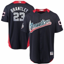 Men's Majestic Cleveland Indians #23 Michael Brantley Game Navy Blue American League 2018 MLB All-Star MLB Jersey