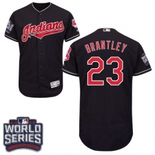 Men's Majestic Cleveland Indians #23 Michael Brantley Navy Blue 2016 World Series Bound Flexbase Authentic Collection MLB Jersey