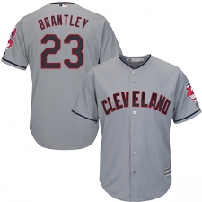 Men's Majestic Cleveland Indians #23 Michael Brantley Replica Grey Road Cool Base MLB Jersey