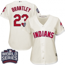 Women's Majestic Cleveland Indians #23 Michael Brantley Authentic Cream Alternate 2 2016 World Series Bound Cool Base MLB Jersey