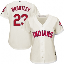 Women's Majestic Cleveland Indians #23 Michael Brantley Authentic Cream Alternate 2 Cool Base MLB Jersey