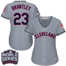 Women's Majestic Cleveland Indians #23 Michael Brantley Authentic Grey Road 2016 World Series Bound Cool Base MLB Jersey