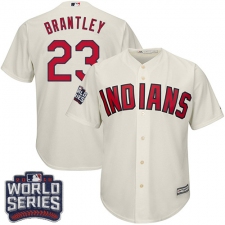 Youth Majestic Cleveland Indians #23 Michael Brantley Authentic Cream Alternate 2 2016 World Series Bound Cool Base MLB Jersey