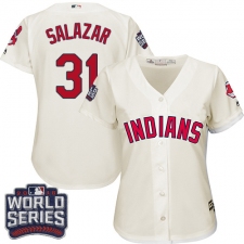 Women's Majestic Cleveland Indians #31 Danny Salazar Authentic Cream Alternate 2 2016 World Series Bound Cool Base MLB Jersey