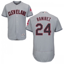 Men's Majestic Cleveland Indians #24 Manny Ramirez Grey Road Flex Base Authentic Collection MLB Jersey