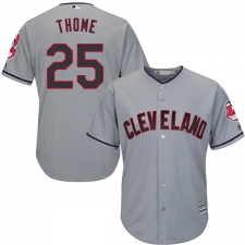 Men's Majestic Cleveland Indians #25 Jim Thome Replica Grey Road Cool Base MLB Jersey