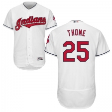 Men's Majestic Cleveland Indians #25 Jim Thome White Home Flex Base Authentic Collection MLB Jersey