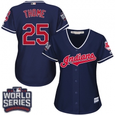 Women's Majestic Cleveland Indians #25 Jim Thome Authentic Navy Blue Alternate 1 2016 World Series Bound Cool Base MLB Jersey