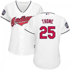 Women's Majestic Cleveland Indians #25 Jim Thome Authentic White Home 2016 World Series Bound Cool Base MLB Jersey