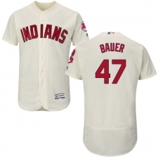 Men's Majestic Cleveland Indians #47 Trevor Bauer Cream Alternate Flex Base Authentic Collection MLB Jersey