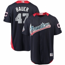 Men's Majestic Cleveland Indians #47 Trevor Bauer Game Navy Blue American League 2018 MLB All-Star MLB Jersey