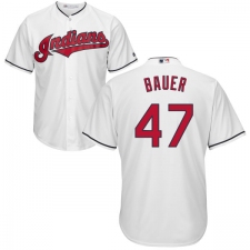 Youth Majestic Cleveland Indians #47 Trevor Bauer Authentic White Home Cool Base MLB Jersey