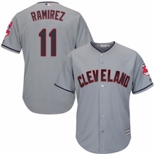 Men's Majestic Cleveland Indians #11 Jose Ramirez Replica Grey Road Cool Base MLB Jersey