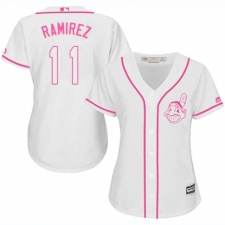 Women's Majestic Cleveland Indians #11 Jose Ramirez Authentic White Fashion Cool Base MLB Jersey