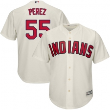 Youth Majestic Cleveland Indians #55 Roberto Perez Replica Cream Alternate 2 Cool Base MLB Jersey