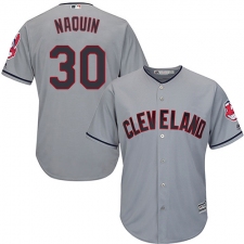 Men's Majestic Cleveland Indians #30 Tyler Naquin Replica Grey Road Cool Base MLB Jersey