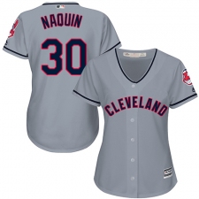 Women's Majestic Cleveland Indians #30 Tyler Naquin Authentic Grey Road Cool Base MLB Jersey