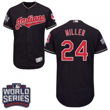 Men's Majestic Cleveland Indians #24 Andrew Miller Navy Blue 2016 World Series Bound Flexbase Authentic Collection MLB Jersey