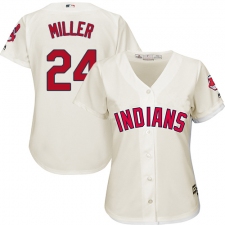 Women's Majestic Cleveland Indians #24 Andrew Miller Authentic Cream Alternate 2 Cool Base MLB Jersey